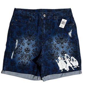 Haunted Mansion Denim Shorts Disney Parks Hitchhiking Ghosts Medium M NWT
